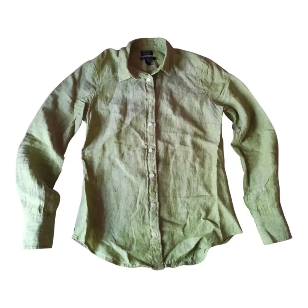 J. Crew Irish Linen Shirt in Olive
